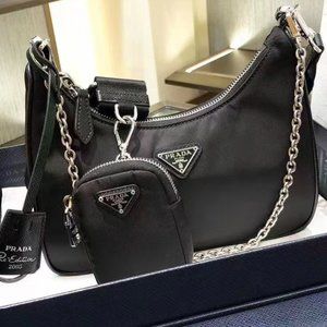 Prada RE-EDITION 2005 HOBO underarms bag wave dot three-in-one nylon bag